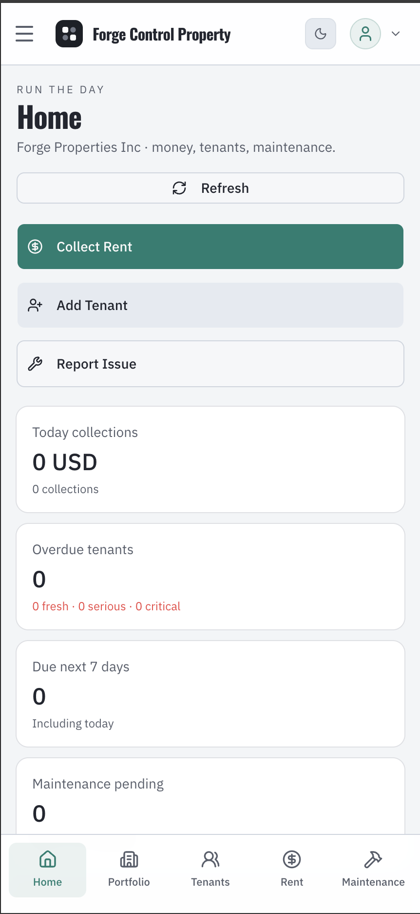 Forge Control property mobile home workflow